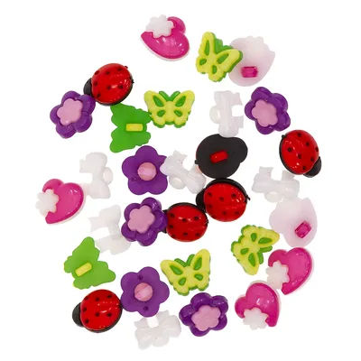 buttinette Boutons "printemps", multicolore, dim. : 13 - 15 mm, 30 pièces