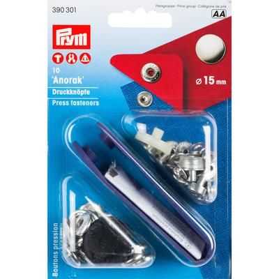 Prym Boutons pression pour veste, argent, dim. : 15 mm Ø, contenu : 10 pièces