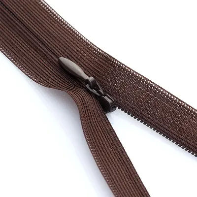 buttinette Fermeture à glissière invisible, marron, non séparable