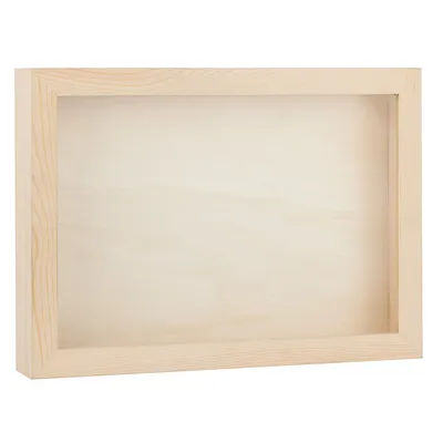 Cadre photo 3D en bois, avec vitre, 31,5 x 22,5 x 4,5 cm