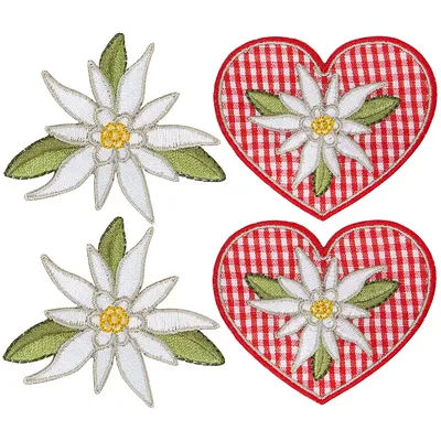 buttinette Écussons "edelweiss", 5 - 6,5 cm, 4 pièces