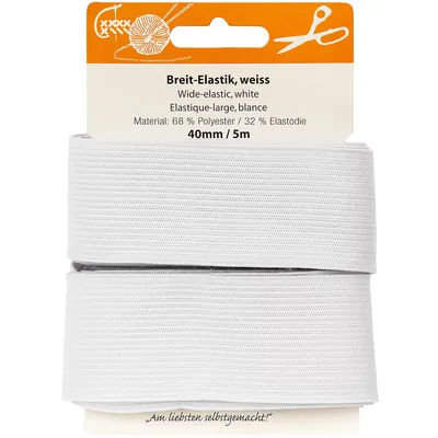 buttinette Ruban élastique, blanc, longueur : 5 m, largeur : 40 mm