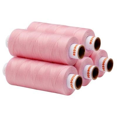 buttinette Fil à coudre universel, grosseur : 100, lot de 5 bobines, vieux rose