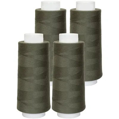 buttinette Lot de 4 bobines de fil pour surjeteuse, grosseur : 120, 2500 m, vert olive