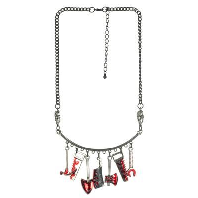 Collier "outils sanglants", argent/rouge