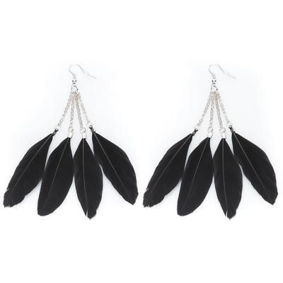 buttinette Boucles d'oreilles "plumes", noir