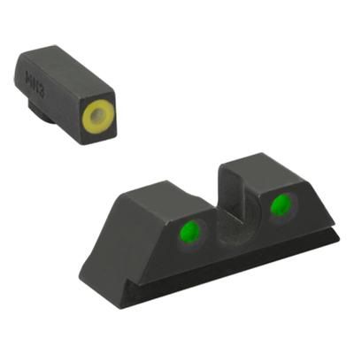 Meprolight Hyper-Bright - Highly Visible Day/Night Self-Illuminated Sights FN FNX Phosphorescent Yellow Front Green Rear Black 408893121 408893121
