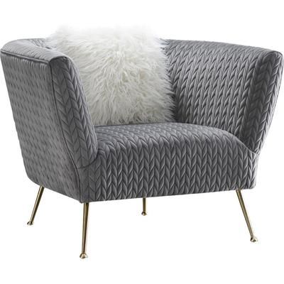 Pasargad Home Noho Collection Lafayette Grey Velvet Accent Chair - Pasargad Home PZW-844