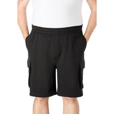 Men's Big & Tall 10" Fleece Cargo Shorts by KingSize in Black (Size 3XL)