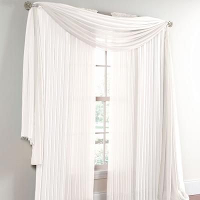 Wide Width BH Studio Sheer Voile Scarf Valance by BH Studio in White (Size 40" W 144"L) Window Curtain