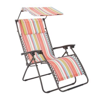 350 lbs. Weight Capacity Zero Gravity chair with Canopy by BrylaneHome in Multi Stripe Folding Patio Lounger Chair