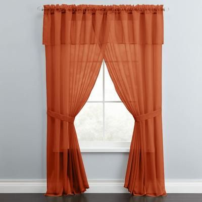 Wide Width BH Studio Sheer Voile 5-Pc. One-Rod Curtain Set by BH Studio in Autumn Leaves (Size 96" W 84" L) Window Curtain