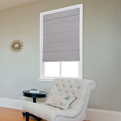 Wide Width Cordless Quinn Large Fold Roman Shade by Whole Space Industries in Gray (Size 27" W 64" L)