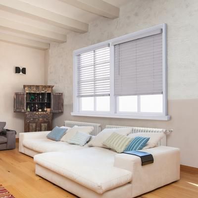 Wide Width Cut-To-Width 2" Distressed FW Blind by Whole Space Industries in Gray (Size 71" W 72" L)