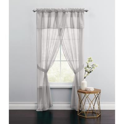 Wide Width BH Studio Sheer Voile 5-Pc. One-Rod Curtain Set by BH Studio in Silver (Size 60" W 84" L) Window Curtain
