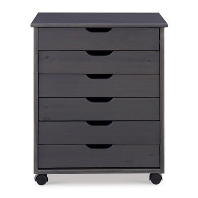 Croghan Six Drawer Wide Rolling Storage Cart by Linon Home Décor in Grey
