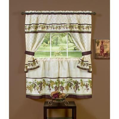 Wide Width Tuscany Cottage Window Curtain Set by Achim Home Décor in Multi (Size 57" W 24" L)