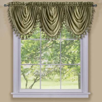 Wide Width Ombre Waterfall Valance by Achim Home Décor in Sage (Size 46" W 42" L)