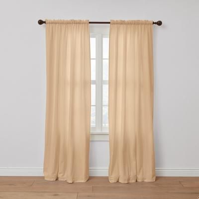 Wide Width Poly Cotton Canvas Rod-Pocket Panel by BrylaneHome in Sand (Size 48" W 63" L) Window Curtain Drape