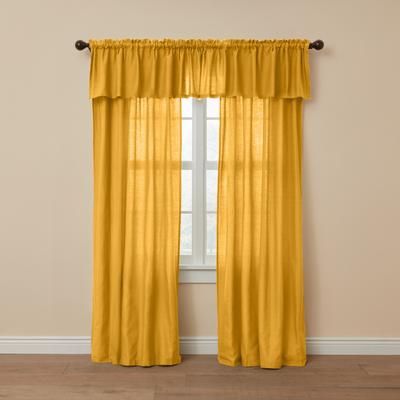 Poly Cotton Canvas Rod-Pocket Valance by BrylaneHome in Ochre Solid Window Curtain