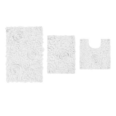 Bellflower 3-Pc. Bath Rug Set by Home Weavers Inc in White (Size 3 RUG SET)