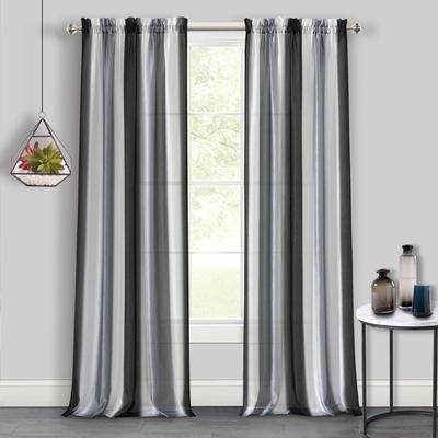 Wide Width Spectrum Rod Pocket Window Curtain Panel by Achim Home Décor in Black Silver (Size 50" W 63" L)