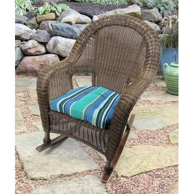 "Set of 2 Outdoor 18" Wicker Chair Cushions-Sunbrella DOLCE STR OASIS ACR GLEN RAVEN - Jordan Manufacturing 9915PK2-594H"