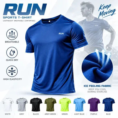 Haute qualité Polyester hommes course t-shirt séchage rapide Fitness chemise entraînement exercice vêtements gymnastique Sport chemise hauts léger