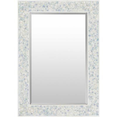 Kartepe 40"H x 28"W x 1"D Wall Mirror Ivory/Blue Accent Mirror - Boutique Rugs