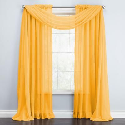 Wide Width BH Studio Sheer Voile Scarf Valance by BH Studio in Daffodil (Size 40" W 144"L) Window Curtain