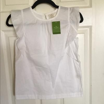 Kate Spade Shirts & Tops | Kate Spade Girl’s Flutter Sleeve White Top Sz.M | Color: White | Size: Mg