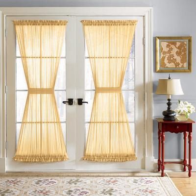 Wide Width BH Studio Sheer Voile Door Panel With Tiebacks by BH Studio in Daffodil (Size 60" W 63" L) Window Curtain