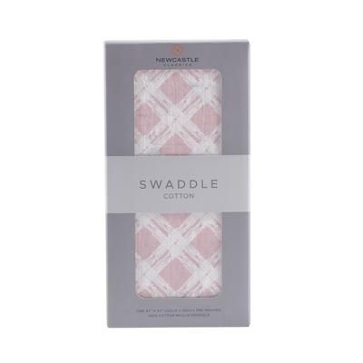 Primrose Pink Plaid Cotton Muslin Swaddle - Newcastle Classics 681