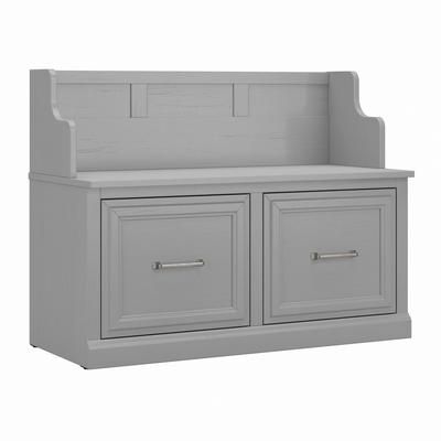 "kathy ireland® Home by Bush Furniture Woodland 40W Entryway Bench with Doors in Cape Cod Gray - Bush Furniture WDL005CG "