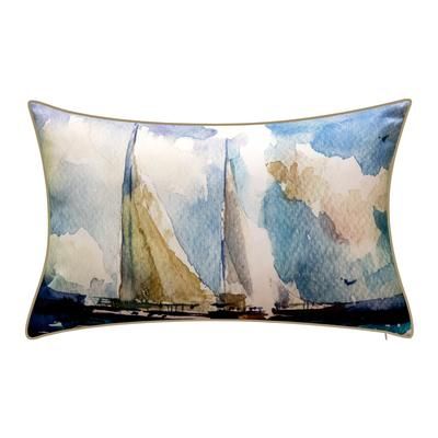 Indoor & Outdoor Watercolor Sailboats Decorative Pillow by Levinsohn Textiles in Multi
