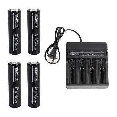 CAME-TV 18650 Battery 4-Pack with Quad Charger 18650-4PACK