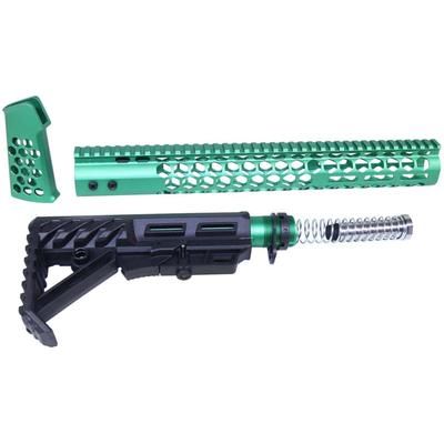 Guntec USA AR-15 Honeycomb Series Complete Furniture Set Gen 2 Anodized Irish Green HC-SET-G2-IG