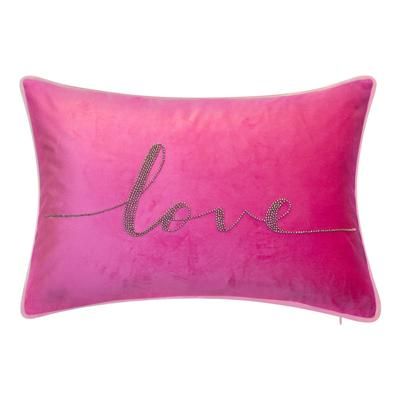 Celebrations Beaded "Love" Lumbar Decorative Pillow by Levinsohn Textiles in Pink
