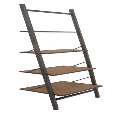 Dark Brown Wood Industrial Shelving Unit, 77 " x 20 " x 14 " by Quinn Living in Black