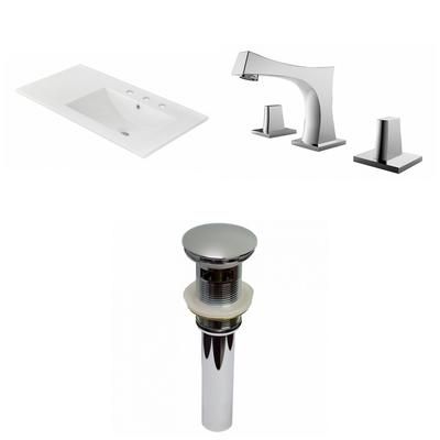 35.5-in. W 3H8-in. Ceramic Top Set In White- Overflow Drain Incl. - American Imaginations AI-29842