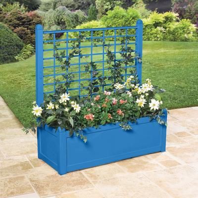Flower Box With Trellis by BrylaneHome in Cornflower Blue
