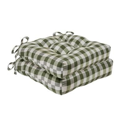 Buffalo Check Tufted Chair Seat Cushions Set of Two by Achim Home Décor in Sage