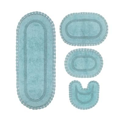 Hampton Crochet 4 Piece Bath Rug Collection by Home Weavers Inc in Aqua