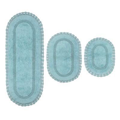 Hampton Crochet 3 Piece Bath Rug Collection by Home Weavers Inc in Aqua