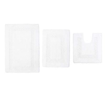 Classy Bathmat 3 Piece Bath Rug Collection by Home Weavers Inc in White