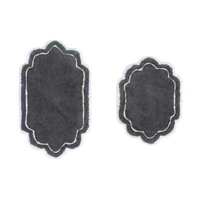 Allure 2 Piece Set Bath Rug Collection by Home Weavers Inc in Dark Grey