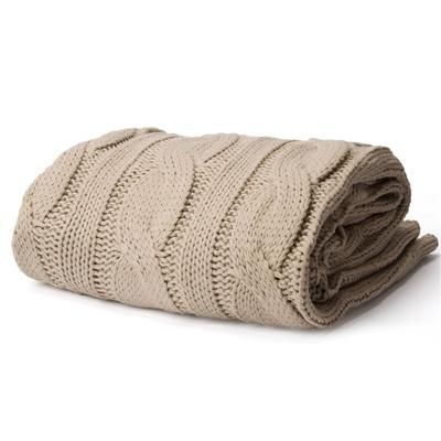 Battilo Home Cable Knit Throw Blanket, Acrylic Soft Cozy Snuggle Blanket, All Seasons Suitable for A by Battilo Home in Khaki (Size 50" X 60")