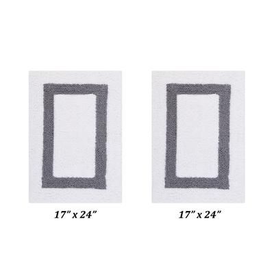Hotel Collections Bath Mat Rug 2 Piece Set (17" X 24" | 17" X 24") by Better Trends in White Gray