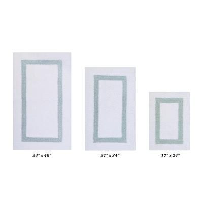 Hotel Collectionis Bath Mat Rug 3 Piece Set (17" x 24" | 21" x 34" | 24" x 40") by Better Trends in White Blue