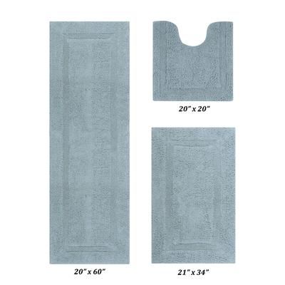 Lux Collectionis Bath Mat Rug 3 Piece Set (20" x 20" | 21" x 34" | 20" x 60") by Better Trends in Blue